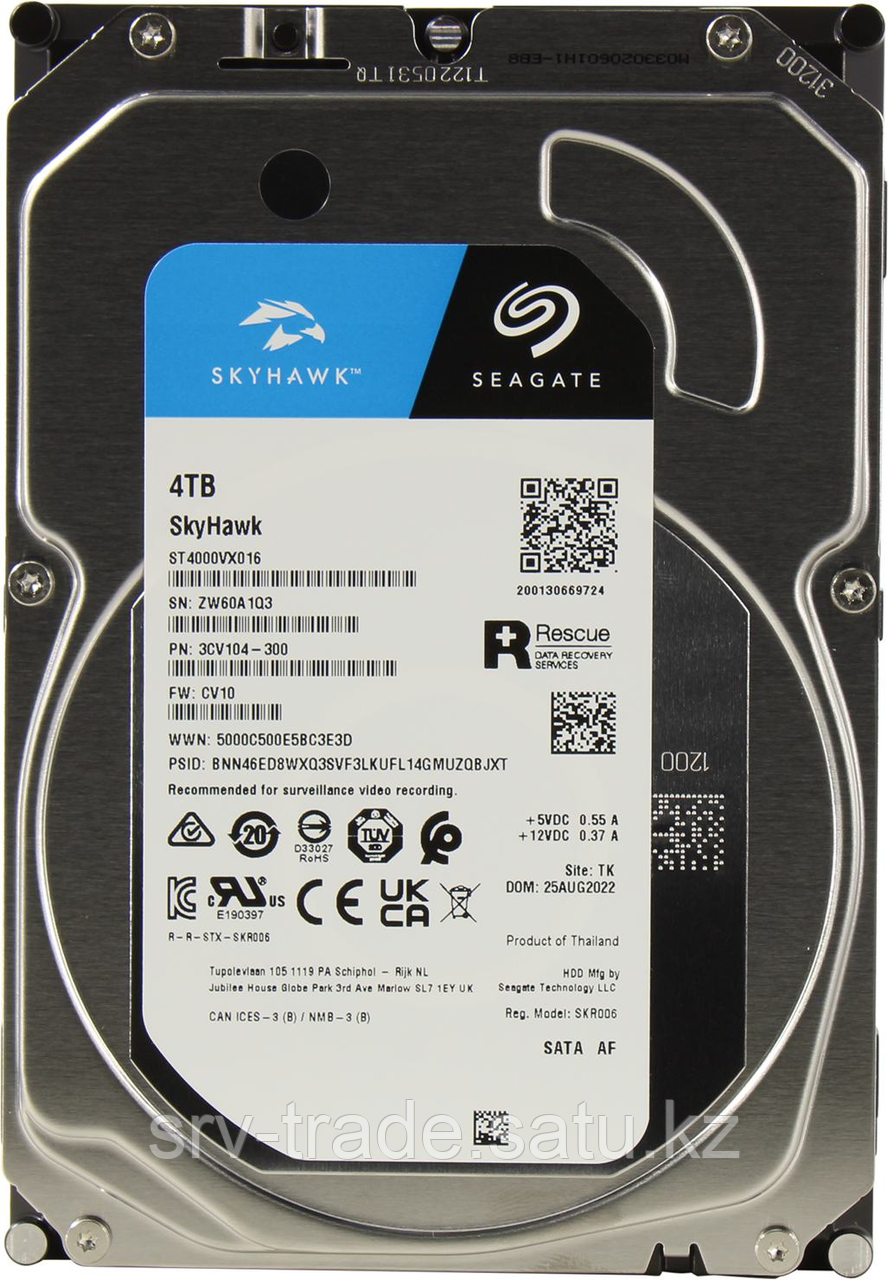 Жесткий диск для видеонаблюдения 4Tb Seagate SkyHawk Surveillance SATA3 3.5" 5400rpm ST4000VX016 - фото 2 - id-p114907573