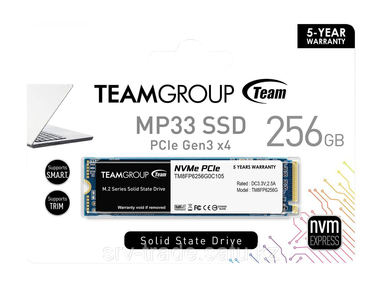 Твердотельный накопитель 256GB SSD TeamGroup MP33 M.2 NVMe R1600Mb/s W1300MB/s TM8FP6256G0C101 - фото 2 - id-p114907643