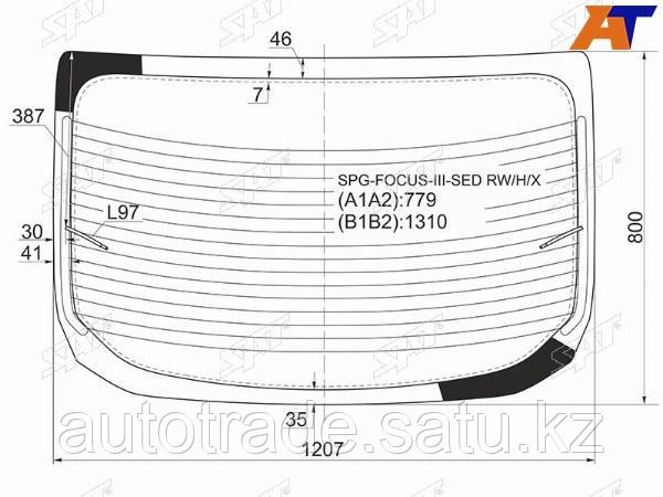 Стекло заднее (Цвет зеленый/ Обогрев) Ford Focus 10-19 - фото 1 - id-p115794362