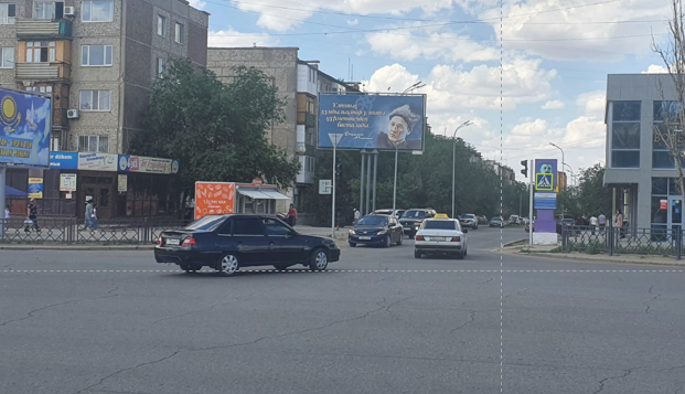 Реклама на билбордах: пр.Алашахана/АНАРКУЛОВА Базет  ОСТАНОВКА, ПЕШЕХОДЫ, ПАРКОВКА