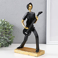 Сувенир полистоун "Бас-гитарист" чёрный с золотом 15,5х7,5х25,5 см