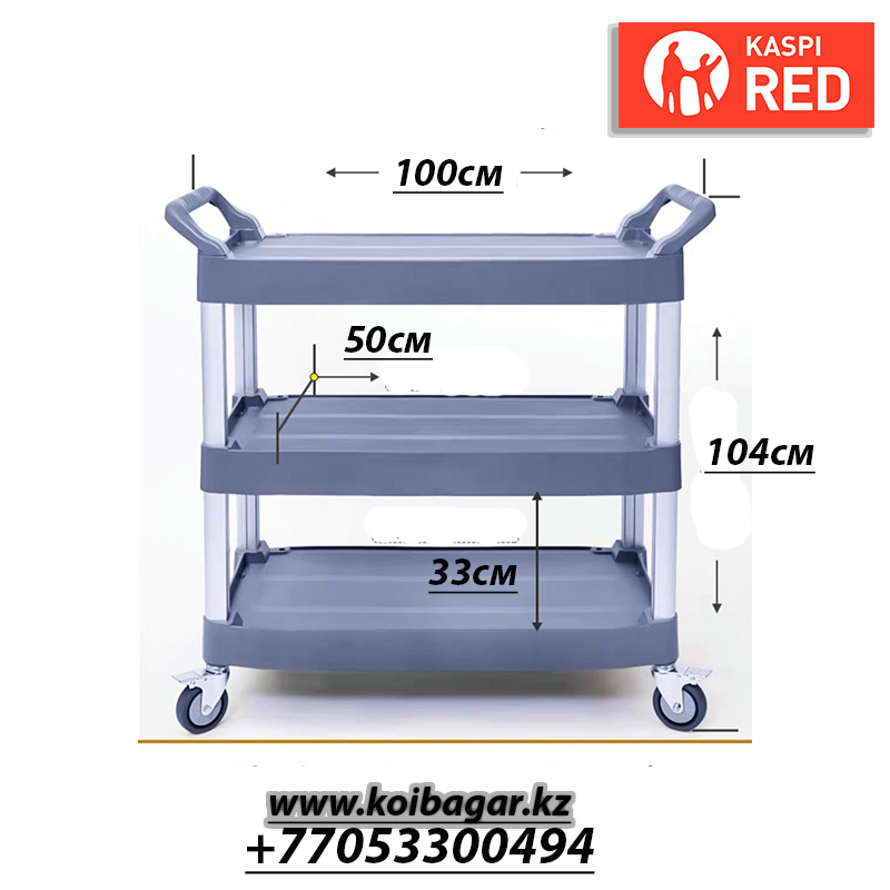 Тележка из усиленного пластика для общепита 100х50 высота 104 см - фото 1 - id-p112225327