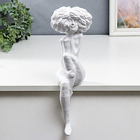 Сувенир полистоун "Девушка с пышной причёской, задумчивая" белая 40х12х13,5 см