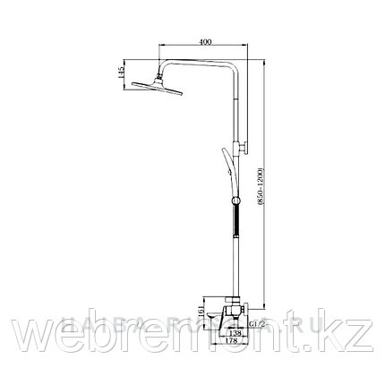 Стойка душевая со смесителем HAIBA HB24816-7 черный, фото 2