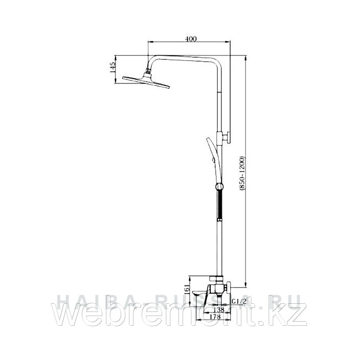 Стойка душевая со смесителем HAIBA HB24816-7 черный - фото 2 - id-p116133162