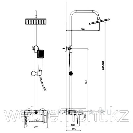 Стойка душевая со смесителем HAIBA HB24817-7 черный, фото 2