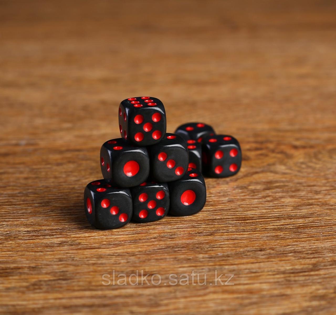 Кости игральные Зарики Кубики черные 1,4х1,4 см (красные точки) - фото 1 - id-p116133306