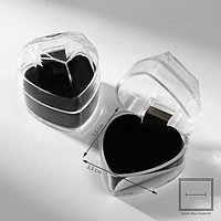 Футляр пластиковый под кольцо "Сердце", 4x4, вставка чёрная