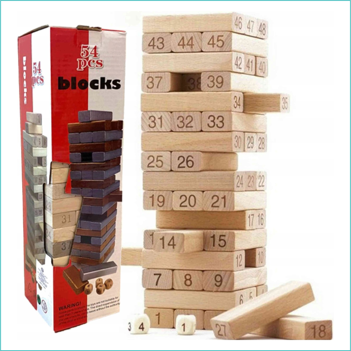 Настольная игра "Дженга - Jenga" с цифрами (54 блока) - фото 1 - id-p116133742