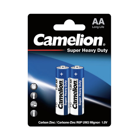 Батарейка CAMELION Super Heavy Duty R6P-BP2B 2 шт. в блистере, фото 2