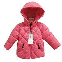 Куртка осенняя "Moncler" для девочек от 1 до 5 лет, коралловая.