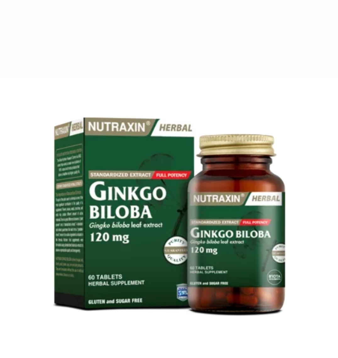 Гинго Билоба 120 мг/ 60 таблеток  таблетки для мозга Nutraxin Ginkgo Biloba
