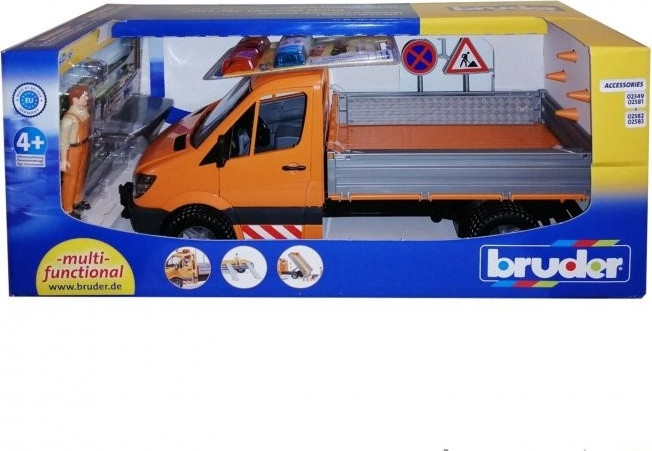 Брудер Автомобиль Mercedes дорожная служба  с модулем со световыми и звуковыми эффектами и аксессуарами, фото 1
