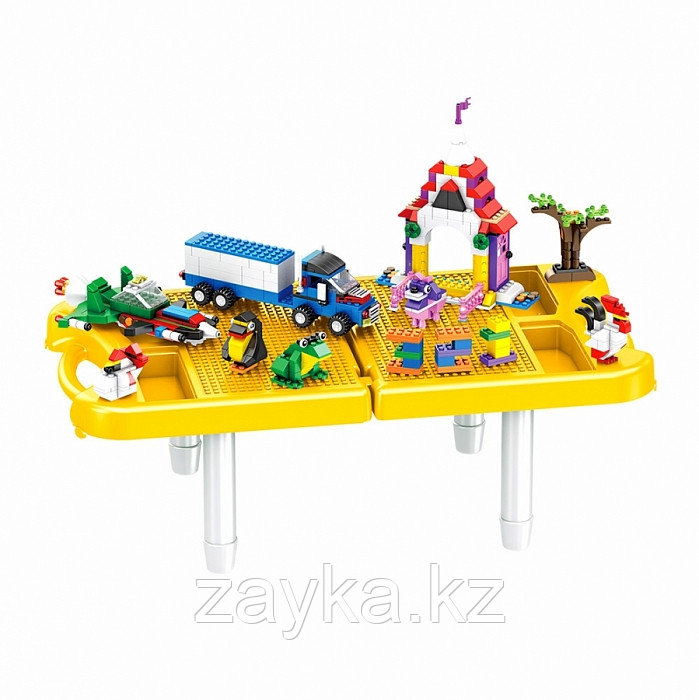 PITUSO  Стол для игры с конструктором,в компл.с конс-ром(920 эл.)(55*28*18) Зеленый/Желтый