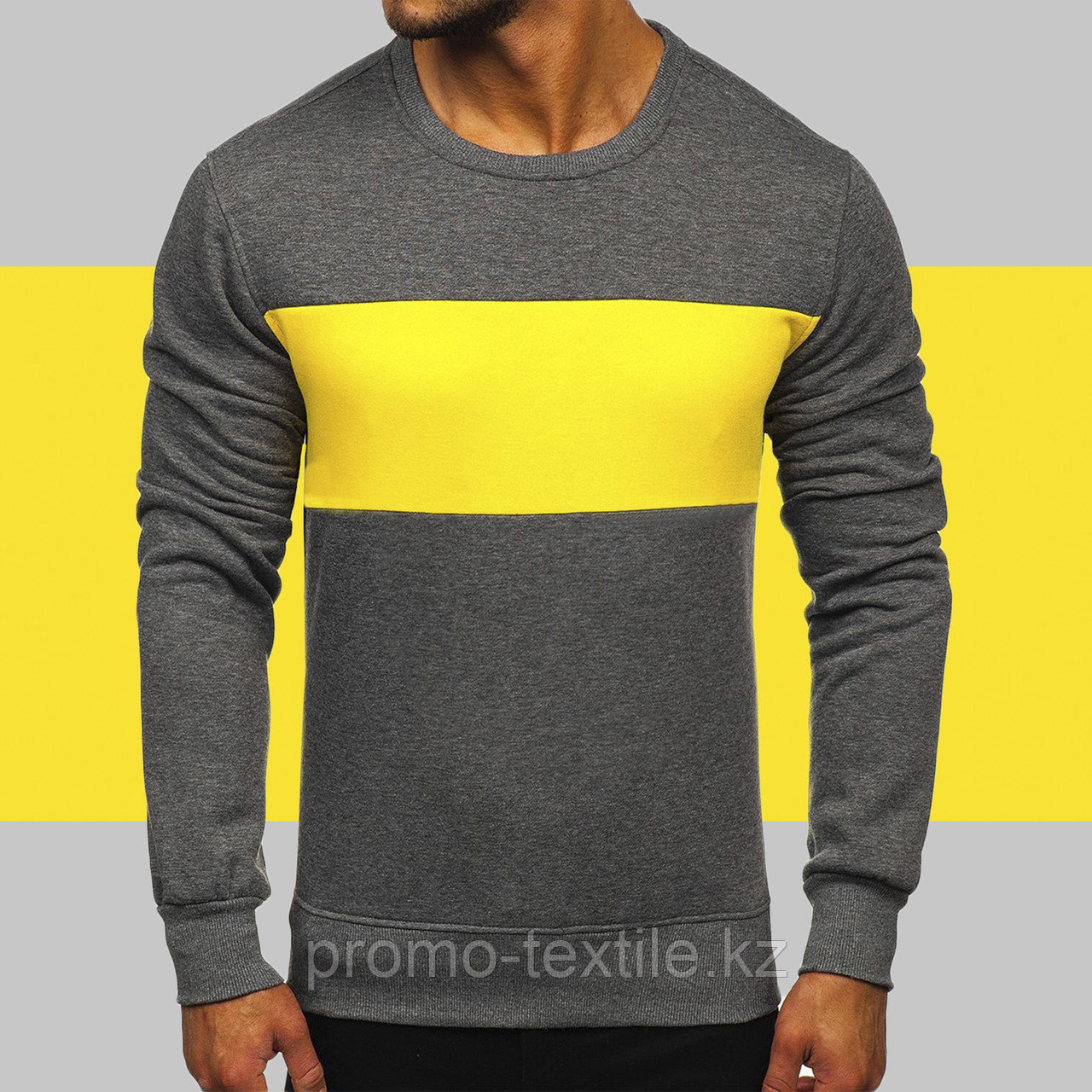 Свитшот серый на заказ | Комбинированная кофта пошив - фото 1 - id-p116136011
