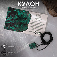 Кулон "Знаки зодиака" малахит, галтовка, Козерог, L=65 см