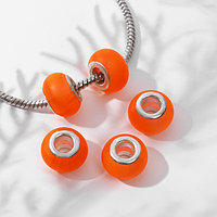 Бусина "Матовый стиль" под фосфорный агат, цвет кислотно-оранжевый в серебре