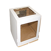 Коробка для торта 265*265*290 с тремя окнами 200*210мм / в упаковке 60 штук