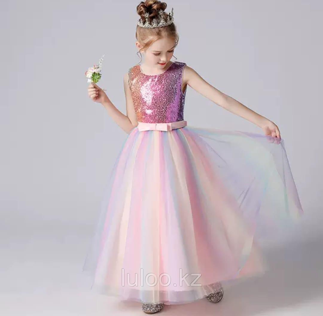 Нарядное детское платье с пайетками, розовое. От 8 до 12 лет. - фото 3 - id-p116139011
