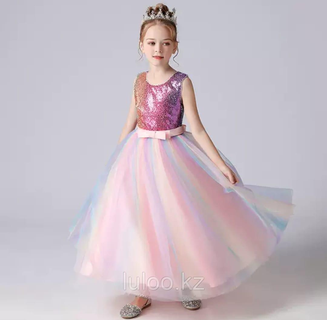 Нарядное детское платье с пайетками, розовое. От 8 до 12 лет. - фото 2 - id-p116139011