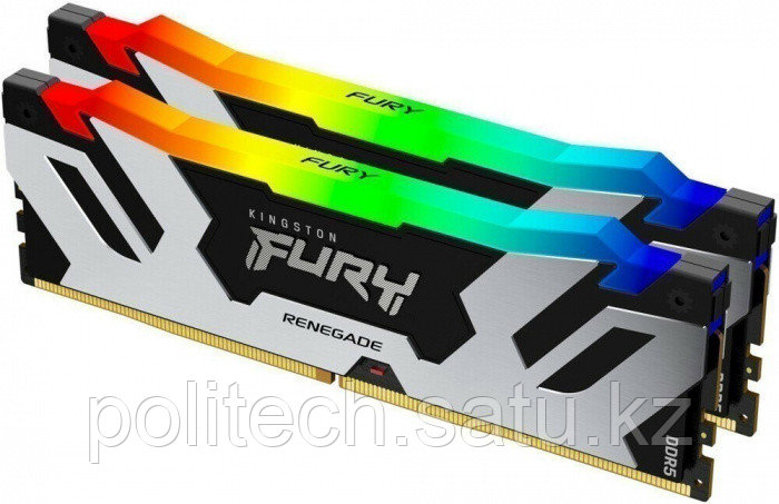 ОЗУ Kingston Fury Renegade Silver RGB, 64Gb (2x32Gb), DIMM DDR5, 6000Mt/s, CL32, KF560C32RSAK2-64 - фото 1 - id-p116139157