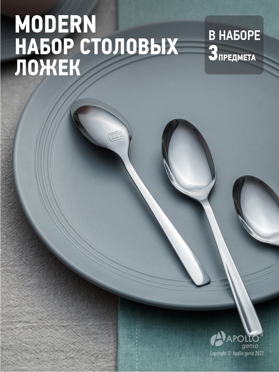 Набор ложек столовых genio "Modern" 3 шт MOD-43 APOLLO (HoReCa), фото 1