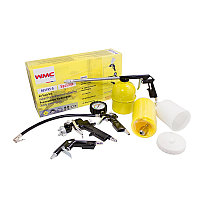 WMC tools Набор пневмоинструмента 5пр.(краскопульт-сопло 1.5мм,обдувочник,подкачка,промывка+шланг 5м) WMC
