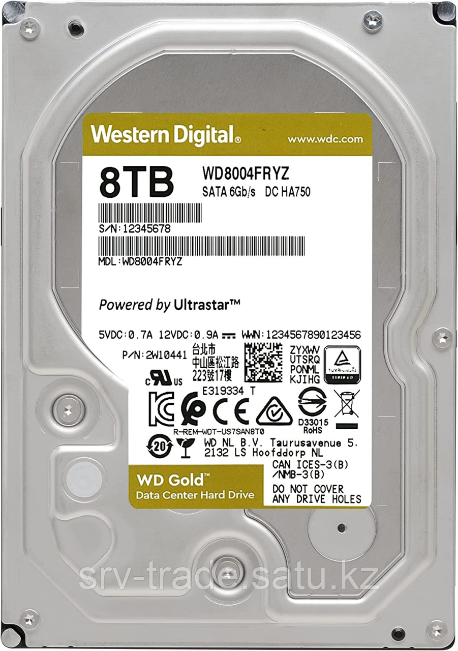 Жесткий диск повышенной надежности HDD 8Tb Western Digital Gold WD8004FRYZ SATA3 3,5" 7200rpm 256Mb - фото 2 - id-p116142882