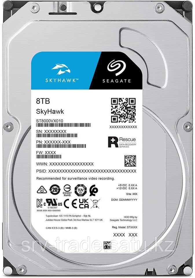 Жесткий диск для видеонаблюдения 8Tb Seagate SkyHawk Surveillance SATA3 3.5" 7200 rpm ST8000VX010 - фото 2 - id-p116142960