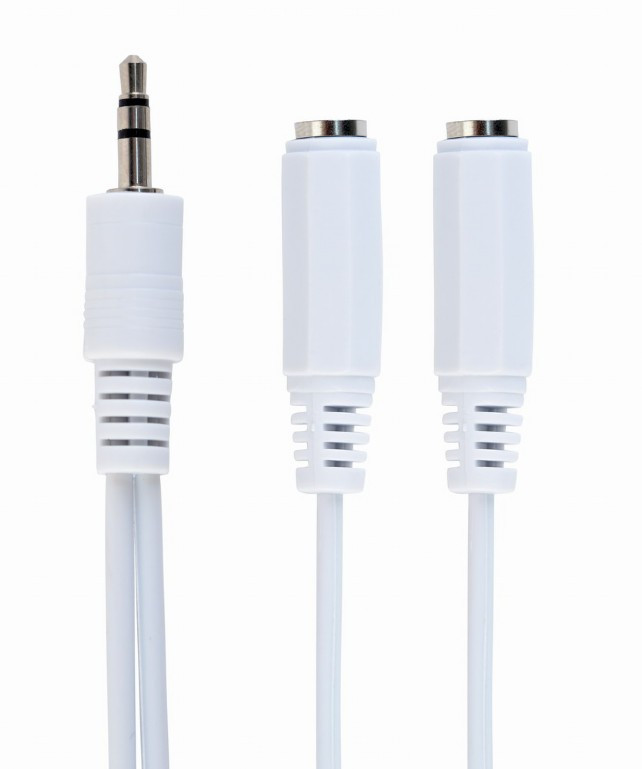 Cablexpert CCA-415W Кабель разветвитель аудио сигнала jack 3.5(Male) на 2х jack 3.5(Female) 10см, белый - фото 3 - id-p116144084