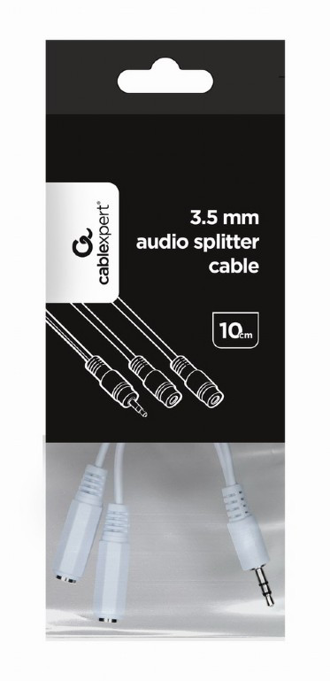Cablexpert CCA-415W Кабель разветвитель аудио сигнала jack 3.5(Male) на 2х jack 3.5(Female) 10см, белый - фото 4 - id-p116144084