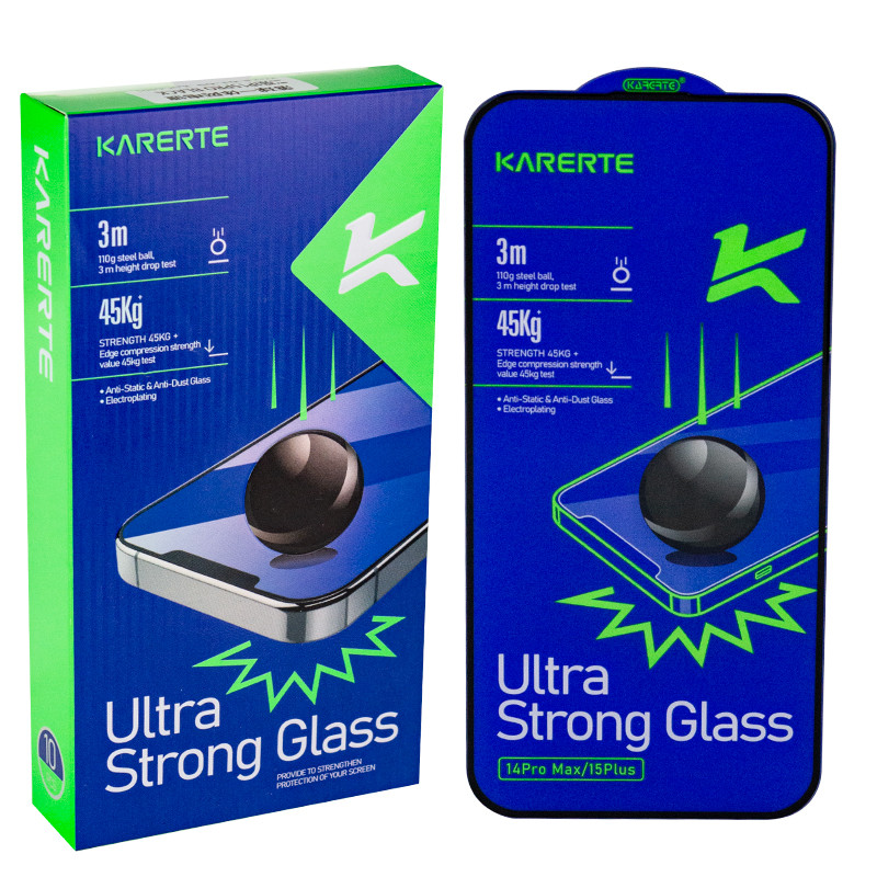 Защитное стекло Apple iPhone 14 Pro Max (6.7*) Karerte 45 kg Ultra Strong (AL), Black