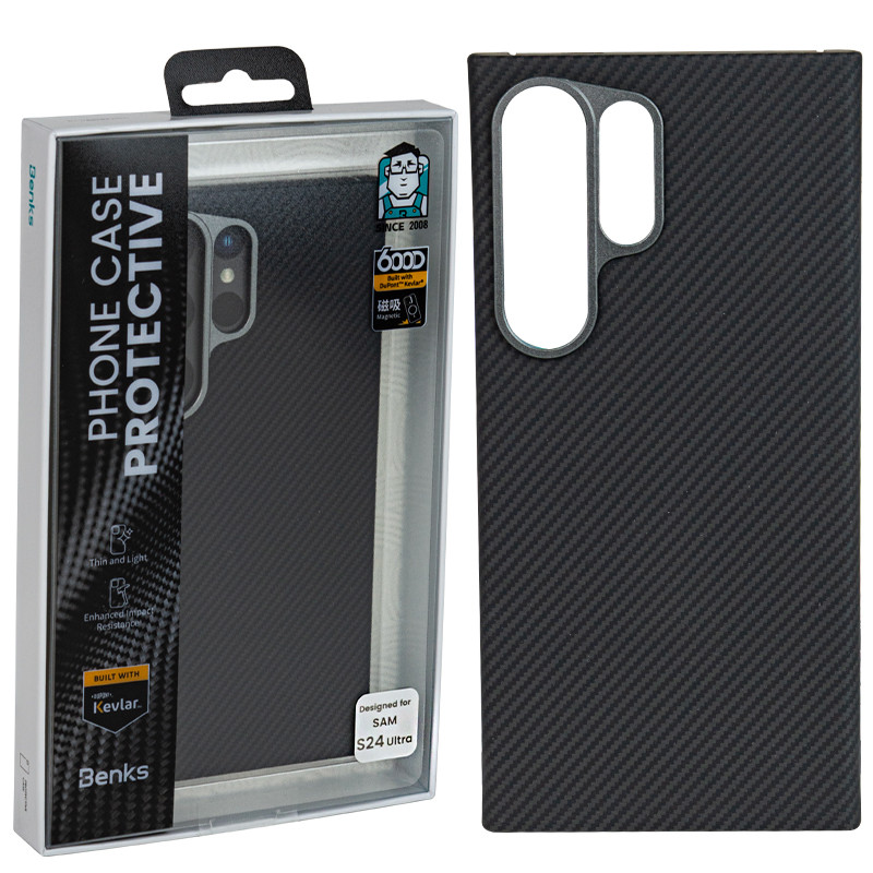 Чехол для Samsung Galaxy S24 Ultra back cover Benks, Protective Case, Kevlar, 600D, Black - фото 1 - id-p116144570