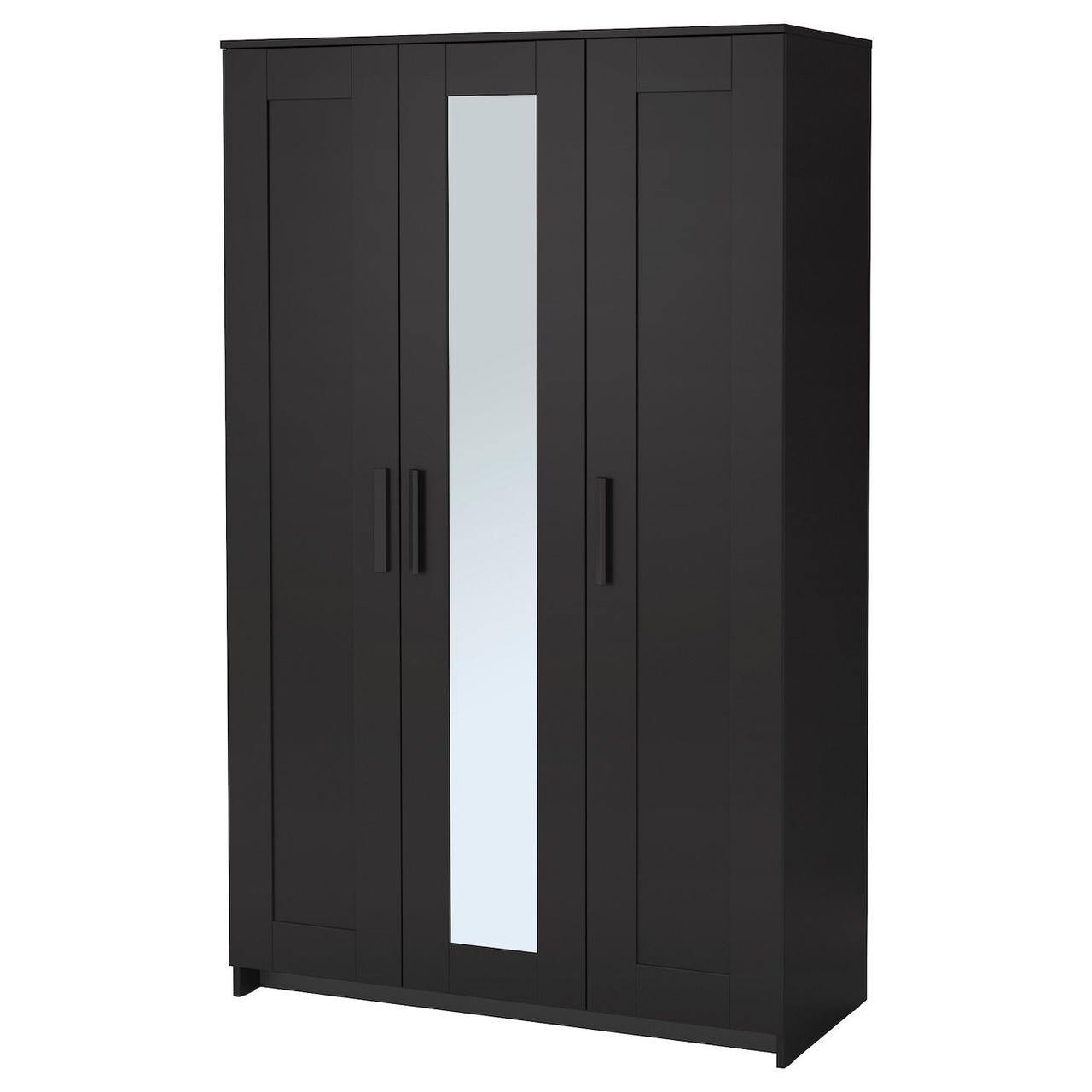 Шкаф БРИМНЭС платяной 3-дверный, чёрный, 117x190 см - фото 1 - id-p116145275