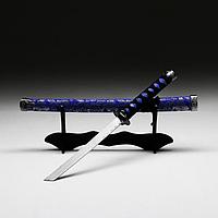 Сувенирное оружие «Катана на подставке», синие ножны с цветочным узором, 70 см