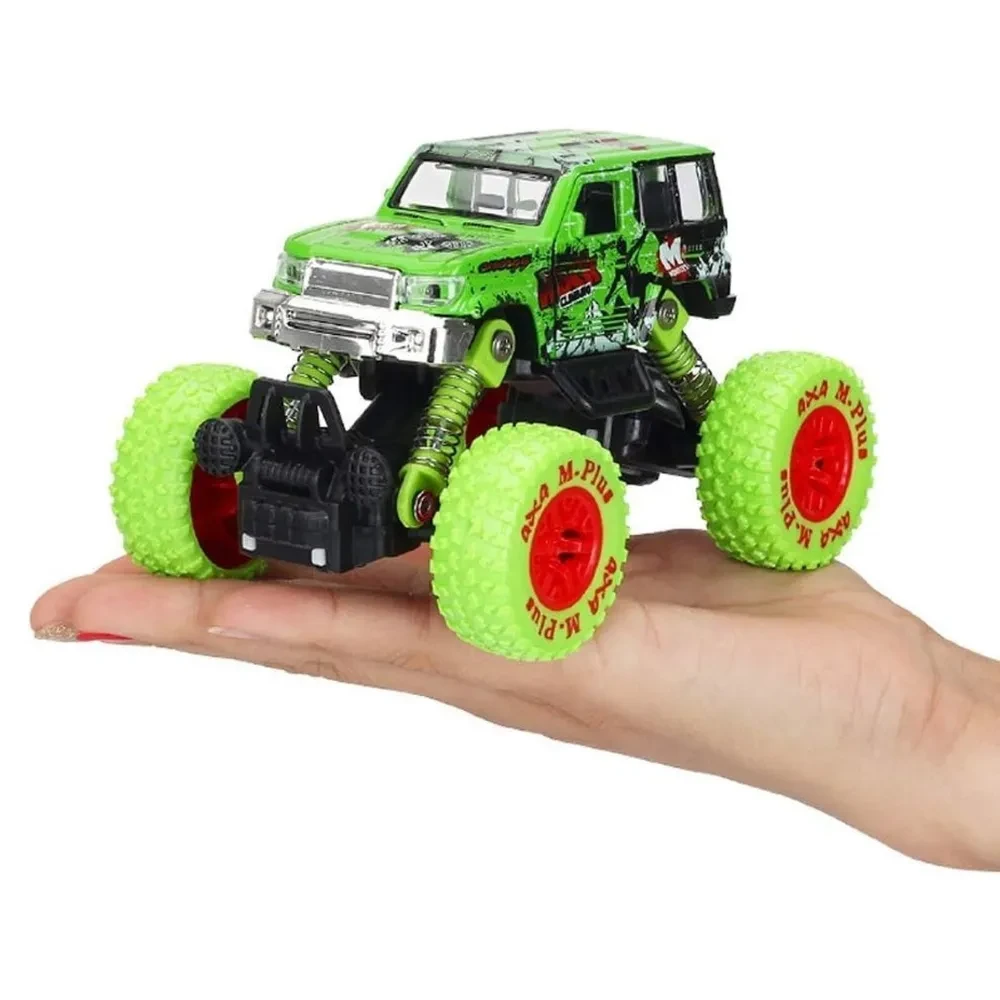Инерционная металлическая машинка Wincars ЗЕЛЁНЫЙ джип с большими колёсами