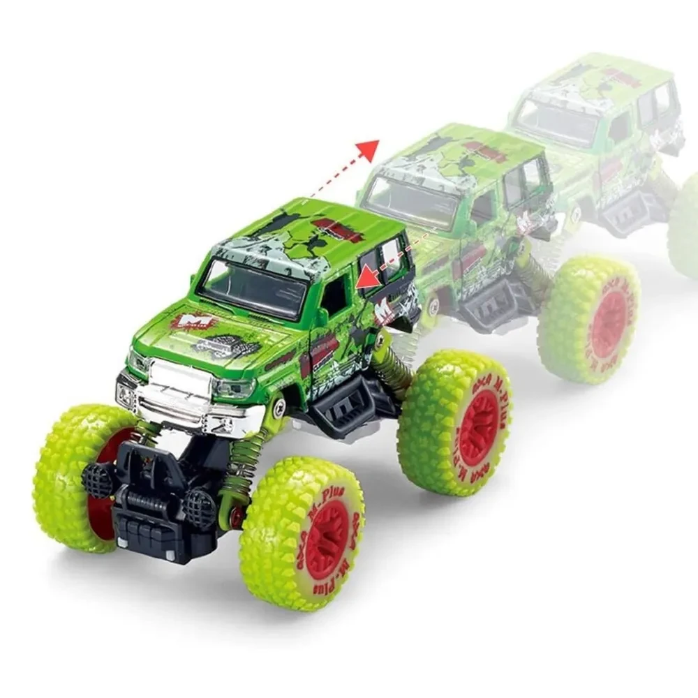 Инерционная металлическая машинка Wincars ЗЕЛЁНЫЙ джип с большими колёсами