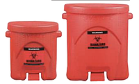 Полиэтиленовый самозакрывающийся бак для сбора опасных твёрдых отходов, красный, 22.7 литра
