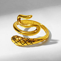 Кольцо "Змейка" маленькая, цвет чернёное золото, безразмерное