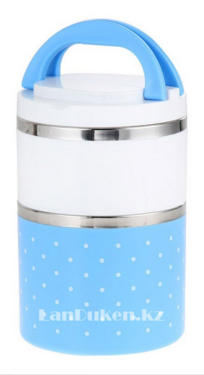 Ланч бокс двойной 930 ml (Two layers lunch box) голубой, ланч бокс для еды