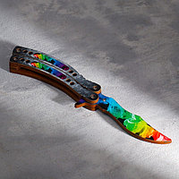 Сувенир деревянный «Нож Бабочка» радужный