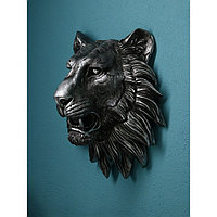 Фигура "Голова льва", полистоун, 50 см, серебро, 1 сорт, Иран