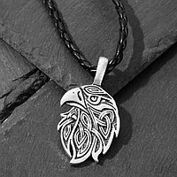 Кулон-оберег "Орёл" защитник, цвет чернёное серебро на чёрном шнурке, 60 см
