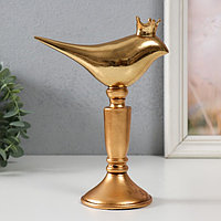 Сувенир полистоун "Птица в короне на подставке" золото 14,3х8х20 см