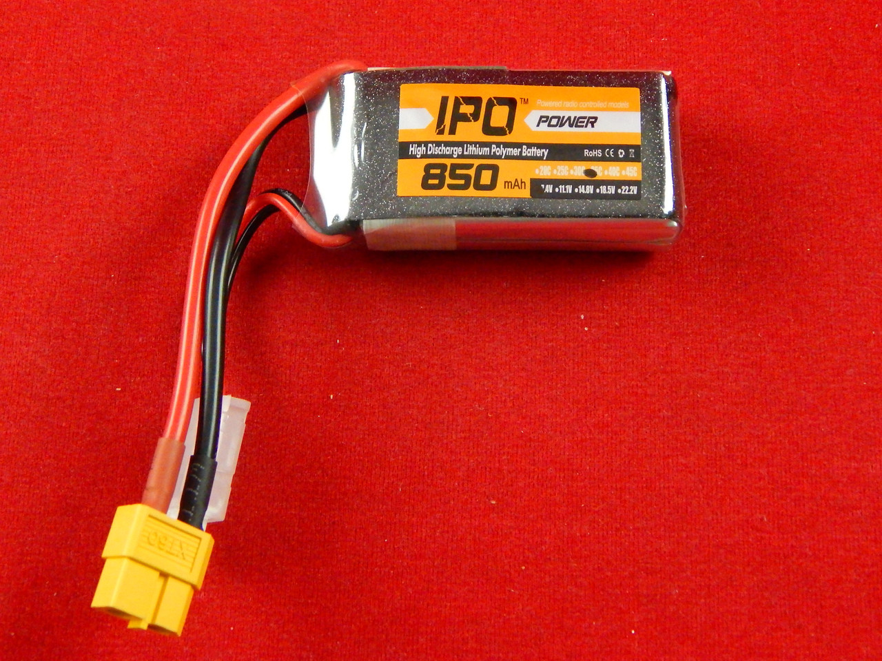 Аккумулятор Li-Pol, 7.4В, 850мА/ч, 2S, 35C, XT60