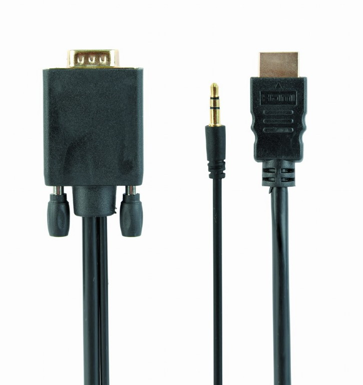 Cablexpert A-HDMI-VGA-03-6 Кабель HDMI-VGA 1.8м, v2.1, 19M/15M + 3.5Jack, черный, позол.разъемы, пакет - фото 1 - id-p116149498