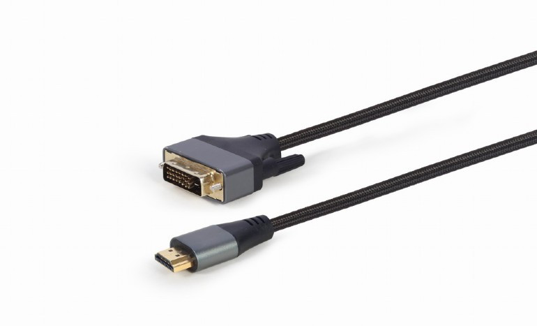 Cablexpert CC-HDMI-DVI-4K-6 Кабель HDMI-DVI 1.8м, 4K, 19M/19M, single link, нейлоновая оплетка - фото 1 - id-p116149506