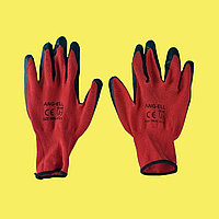 Перчатки рабочие нейлоновые с нитриловым покрытием красно черные