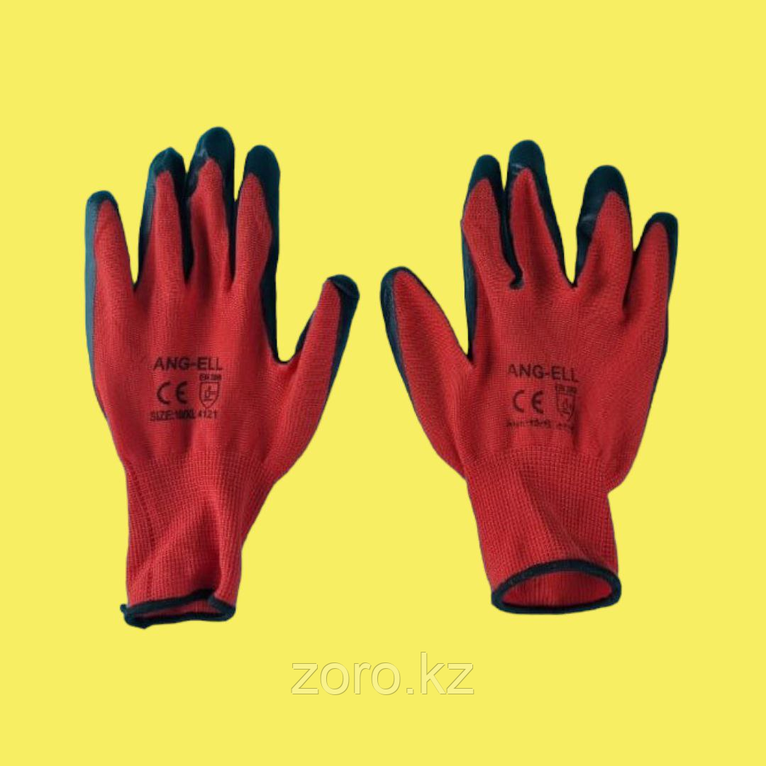 Перчатки рабочие нейлоновые с нитриловым покрытием красно черные - фото 1 - id-p94928100