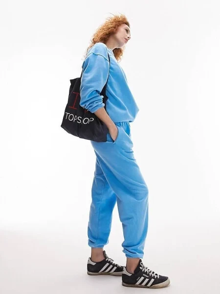 Topshop co-ord vintage wash oversize cuffed jogger in blue - фото 1 - id-p116163345